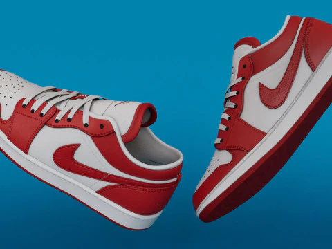 Shoes GymRedWhite Jodan Low Low-poly 3D Model