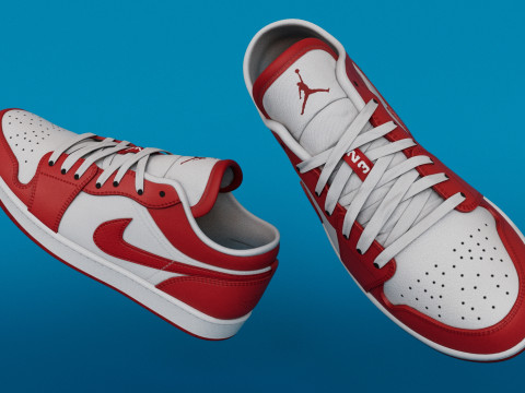 Shoes GymRedWhite Jodan Low Low-poly 3D Модель