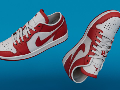 Shoes GymRedWhite Jodan Low Low-poly 3D Модель