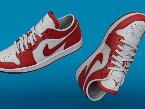 Shoes GymRedWhite Jodan Low Low-poly 3D Model