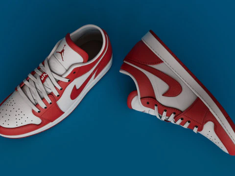 Shoes GymRedWhite Jodan Low Low-poly 3D Model