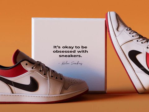 신발 체육관 레드 화이트 조던 3D 모델