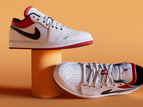Shoes GymRedWhite Jodan Modelo 3D