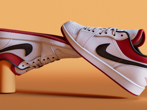 Shoes GymRedWhite Jodan Modelo 3D