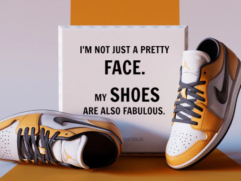 PBR 모델 신발 레이저 오렌지 로우 폴리 3D 모델