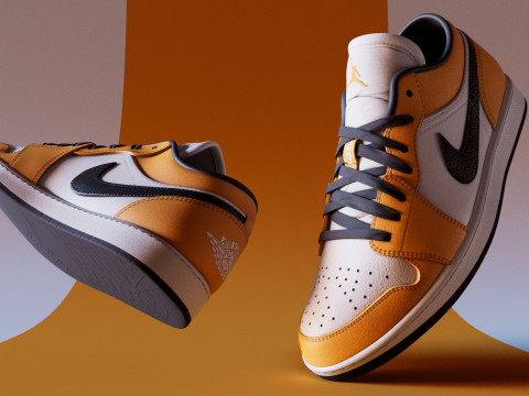 PBR Model Shoes Laser Orange Low-poly Modelo 3D