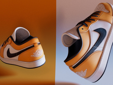 PBR Model Shoes Laser Orange Low-poly Modelo 3D