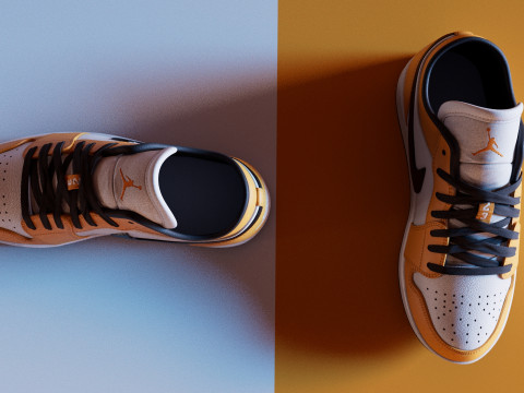 PBR Model Shoes Laser Orange Low-poly Modelo 3D