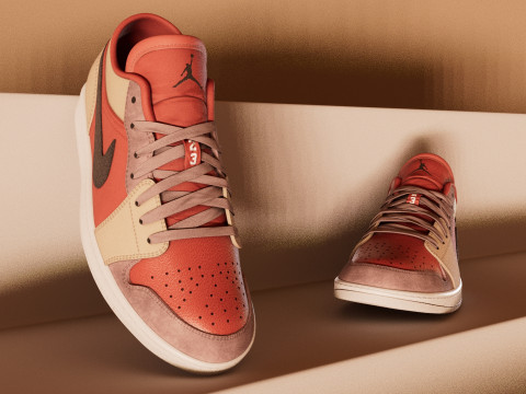 AirJordan 1 Retro Canyon Rust Low-poly 3D Model