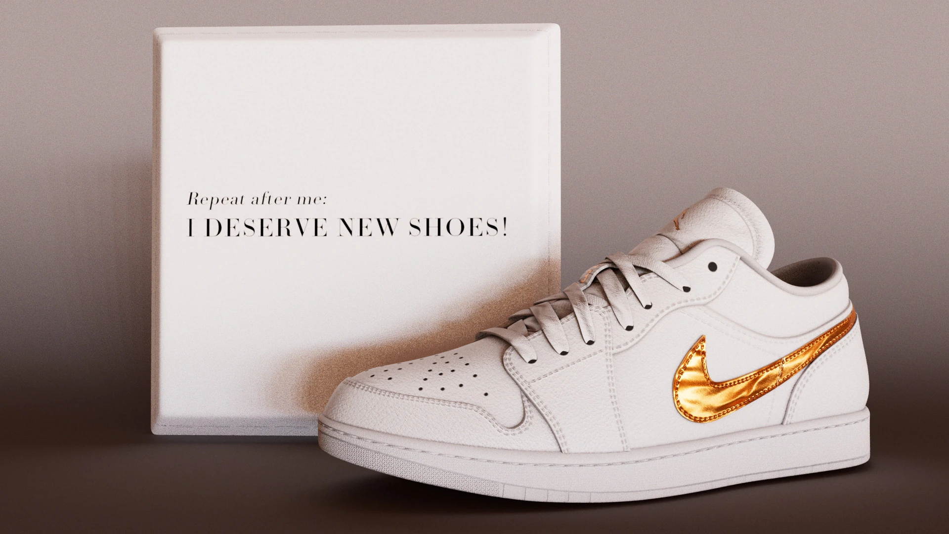 Sapatos Modelo 3D Branco Met&aacute;lico Ouro Low-poly Modelo 3D .c4d .max .obj .3ds .fbx .stl .blend 