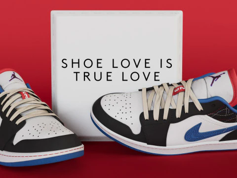 신발 나이키 조던 로우 블루 사시코 3D 모델