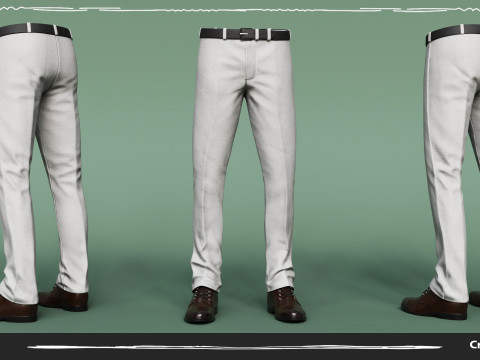Mens Pans with Shirt Blazer and Shoes Vest Creamy Brown Modelo 3D