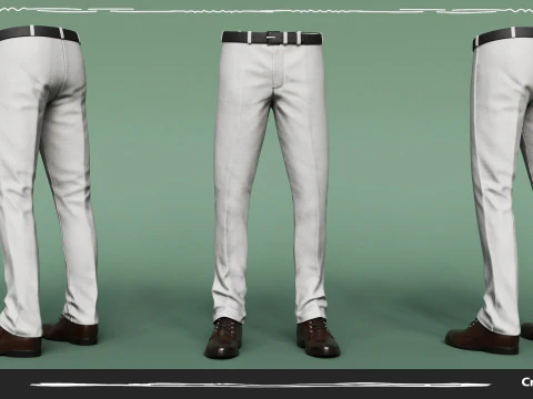 Cal&ccedil;a Masculina com Camisa Blazer e Sapatos Best Marrom Cremoso Modelo 3D
