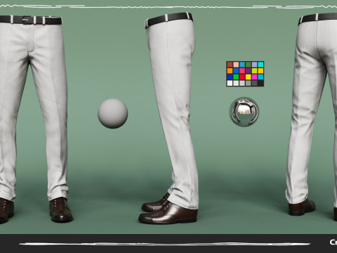Mens Pans with Shirt Blazer and Shoes Vest Creamy Brown Modelo 3D