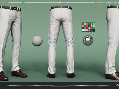 Mens Pans with Shirt Blazer and Shoes Vest Creamy Brown Modelo 3D