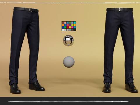 Men Pans with Shirt Blazer and Shoes Vest Blue Black 3Dモデル