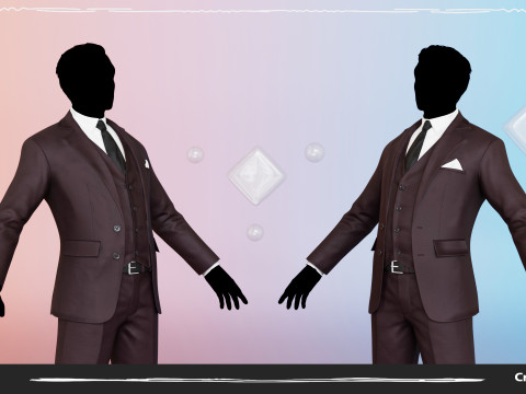 Men Pans with Shirt Blazer and Shoes Vest Burgundy Modelo 3D