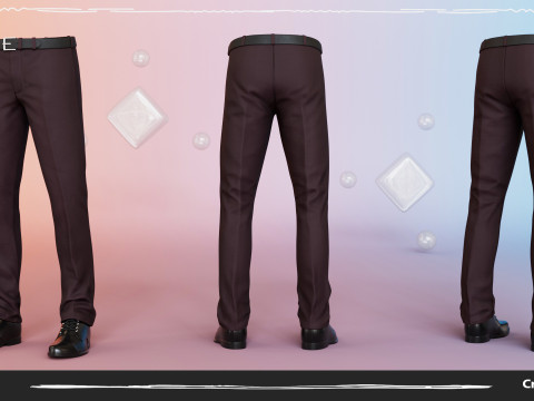 Men Pans with Shirt Blazer and Shoes Vest Burgundy Modelo 3D