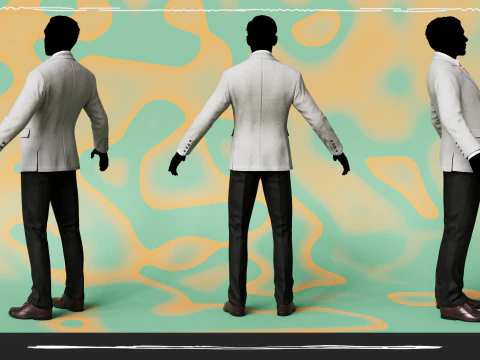 Men Pans with Shirt Blazer and Shoes Vest Grey and Black 3D Model