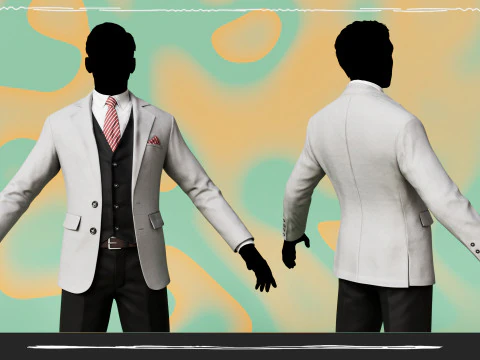 Men Pans with Shirt Blazer and Shoes Vest Grey and Black 3D Model