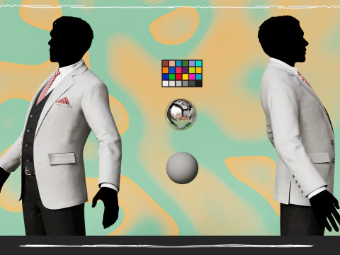 Men Pans with Shirt Blazer and Shoes Vest Grey and Black 3D Model