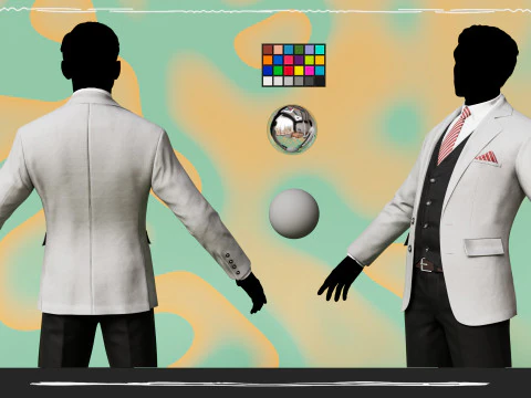 Men Pans with Shirt Blazer and Shoes Vest Grey and Black 3D Model