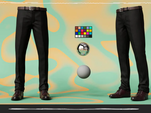 Men Pans with Shirt Blazer and Shoes Vest Grey and Black 3D Model