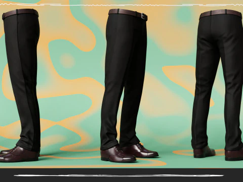 Men Pans with Shirt Blazer and Shoes Vest Grey and Black 3D Model