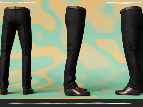 Men Pans with Shirt Blazer and Shoes Vest Grey and Black 3Dモデル