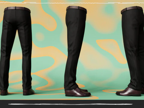 Men Pans with Shirt Blazer and Shoes Vest Grey and Black 3D Model