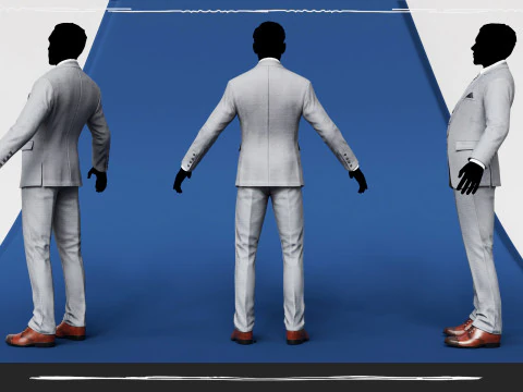 Men Pans with Shirt Blazer and Shoes Vest Color Grey 3D Model
