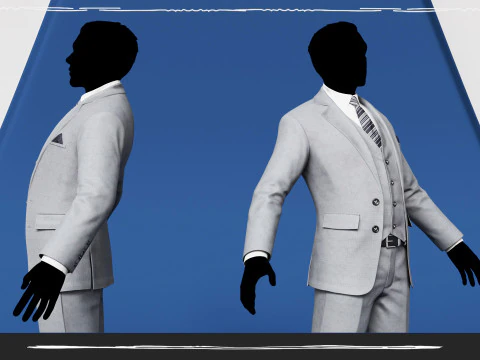 Men Pans with Shirt Blazer and Shoes Vest Color Grey 3D Model