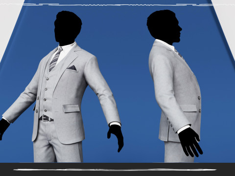 Men Pans with Shirt Blazer and Shoes Vest Color Grey Modèle 3D