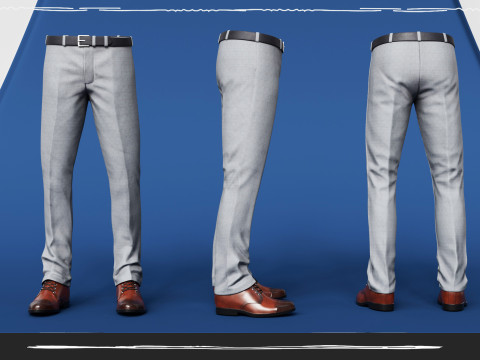 Men Pans with Shirt Blazer and Shoes Vest Color Grey Modèle 3D