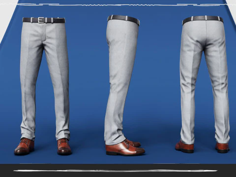 Men Pans with Shirt Blazer and Shoes Vest Color Grey 3D Model