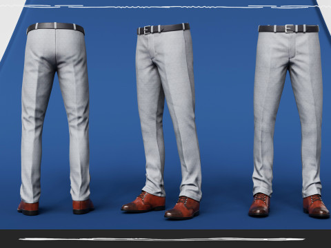 Men Pans with Shirt Blazer and Shoes Vest Color Grey Modèle 3D
