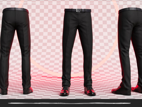 Men Pans with Shirt Blazer and Shoes Vest Checkered Grey Modello 3D