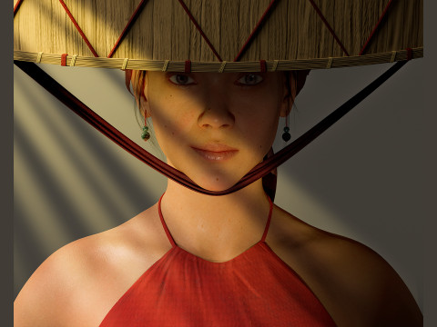 Realistic Asia Model 3D with Skirt Clothing 3D 모델
