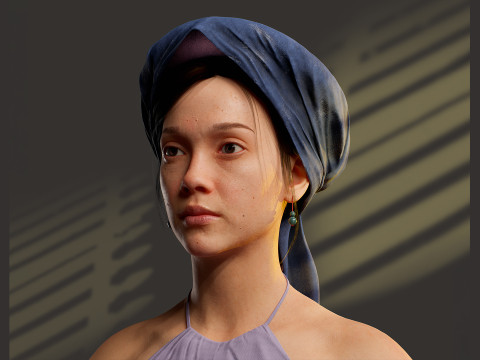 Realistic Asia Model 3D with Skirt Clothing 3D 모델