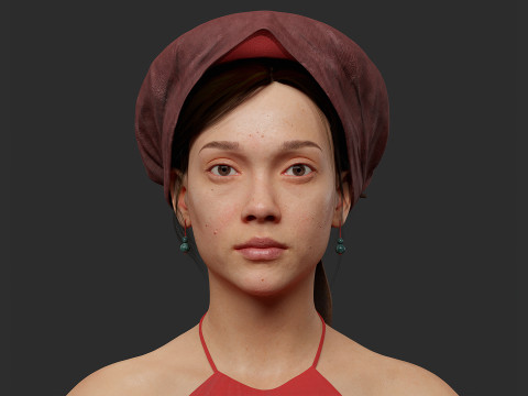 Realistic Asia Model 3D with Skirt Clothing 3D 모델