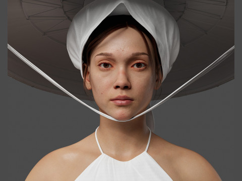 Realistic Asia Model 3D with Skirt Clothing 3D 모델