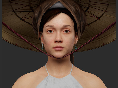 Realistic Asia Model 3D with Skirt Clothing 3D 모델