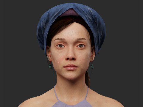 Realistic Asia Model 3D with Skirt Clothing 3D 모델