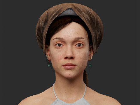 Realistic Asia Model 3D with Skirt Clothing 3D 모델