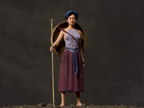 Realistic Asia Model 3D with Skirt Clothing 3D 모델