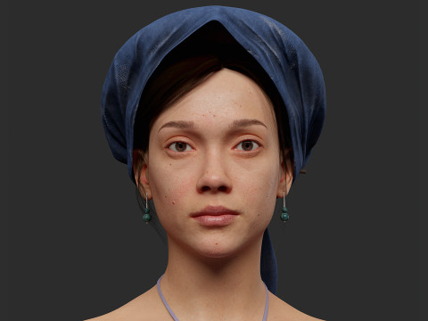 Realistic Asia Model 3D with Skirt Clothing 3D 모델