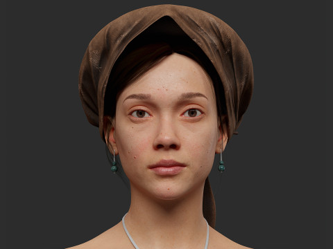 Realistic Asia Model 3D with Skirt Clothing 3D 모델