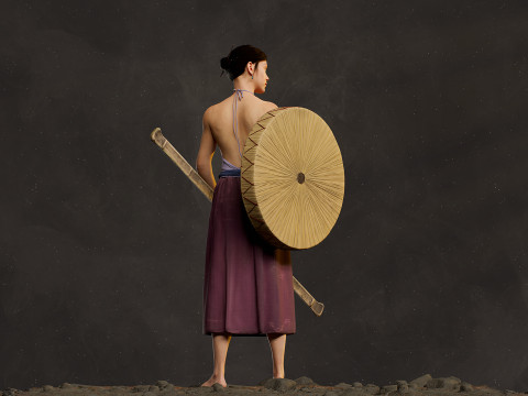 Realistic Asia Model 3D with Skirt Clothing 3D 모델