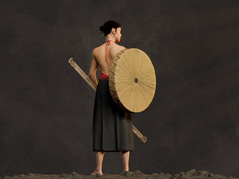 Realistic Asia Model 3D with Skirt Clothing 3D 모델