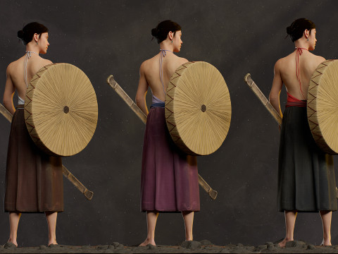 Realistic Asia Model 3D with Skirt Clothing 3D 모델